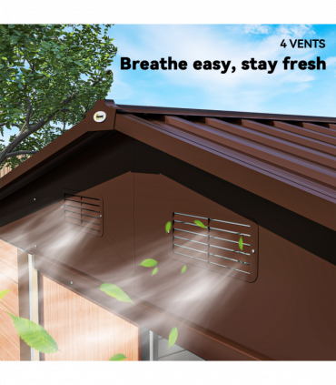 Outsunny 9.1x6.4ft Garden Shed, Tool Storage Sliding Door Wood Effect