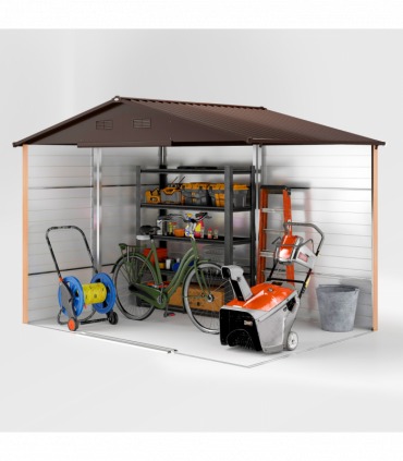 Outsunny 9.1x6.4ft Garden Shed, Tool Storage Sliding Door Wood Effect