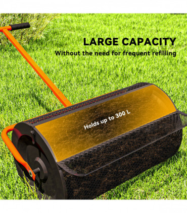 Outsunny Compost Spreader, 24" Garden Spreader w/ Height Adjustable Handle