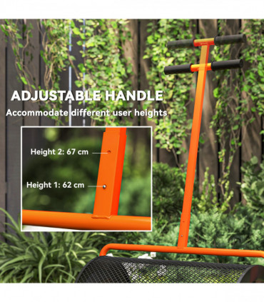 Outsunny Compost Spreader, 24" Garden Spreader w/ Height Adjustable Handle