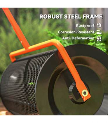 Outsunny Compost Spreader, 24" Garden Spreader w/ Height Adjustable Handle