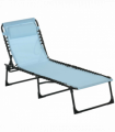 Outsunny Folding Beach Chair Chaise Lounge 4 Adjustable Positions, Baby Blue