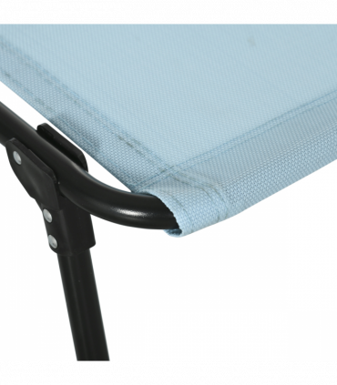 Outsunny Folding Beach Chair Chaise Lounge 4 Adjustable Positions, Baby Blue