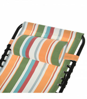 Outsunny Folding Beach Chair Chaise Lounge 4 Adjustable Positions, Multicolored