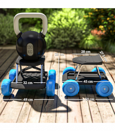 Outsunny Garden Cart with Wheels, Tool Tray for Weeding, Planting, Blue