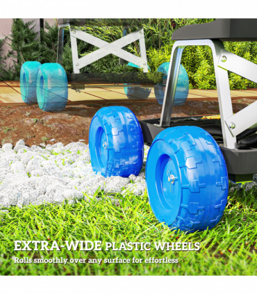 Outsunny Garden Cart with Wheels, Tool Tray for Weeding, Planting, Blue