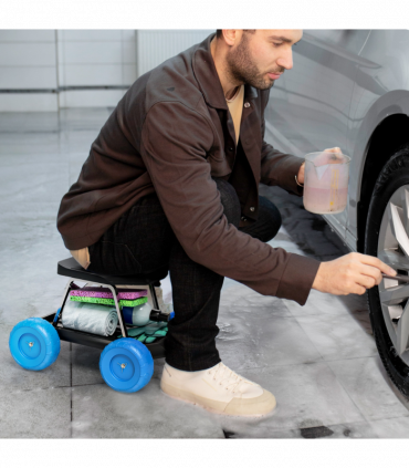 Outsunny Garden Cart with Wheels, Tool Tray for Weeding, Planting, Blue