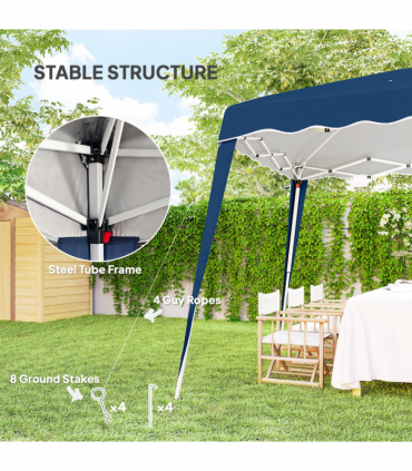 Outsunny Garden Pop up Gazebo Tent Party Water-resistant 2.5 x 2.5M Blue