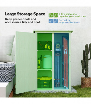 Outsunny Garden Shed Outdoor Tool Storage w/ 2 Shelves 75 x 56 x115cm Green