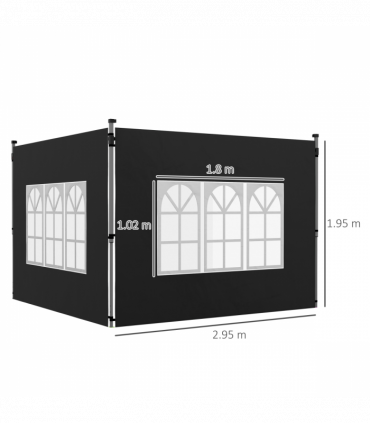 Outsunny Gazebo Side Panels for 3x3(m) or 3x4m Pop Up Gazebo, 2 Pack, Black