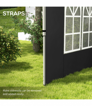 Outsunny Gazebo Side Panels for 3x3(m) or 3x4m Pop Up Gazebo, 2 Pack, Black
