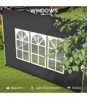 Outsunny Gazebo Side Panels for 3x3(m) or 3x4m Pop Up Gazebo, 2 Pack, Black