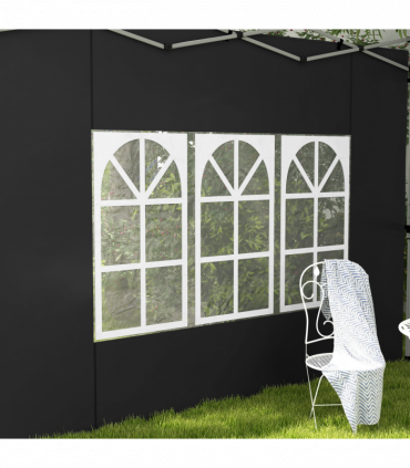 Outsunny Gazebo Side Panels for 3x3(m) or 3x4m Pop Up Gazebo, 2 Pack, Black