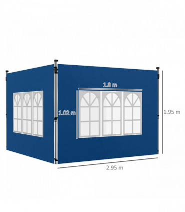 Outsunny Gazebo Side Panels for 3x3(m) or 3x4m Pop Up Gazebo, 2 Pack, Blue