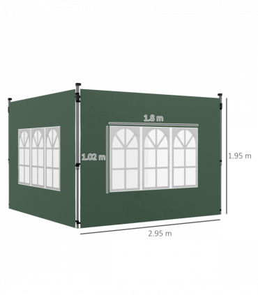 Outsunny Gazebo Side Panels for 3x3(m) or 3x4m Pop Up Gazebo, 2 Pack, Green