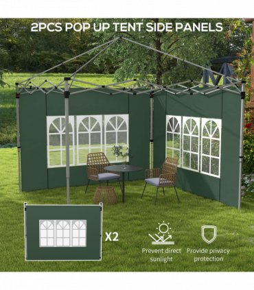 Outsunny Gazebo Side Panels for 3x3(m) or 3x4m Pop Up Gazebo, 2 Pack, Green