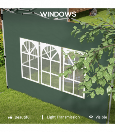 Outsunny Gazebo Side Panels for 3x3(m) or 3x4m Pop Up Gazebo, 2 Pack, Green