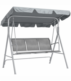 Outsunny Metal Swing Chair Garden Hammock 3 Seater Patio Bench with Canopy, Grey