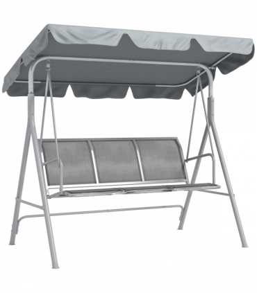 Outsunny Metal Swing Chair Garden Hammock 3 Seater Patio Bench with Canopy, Grey