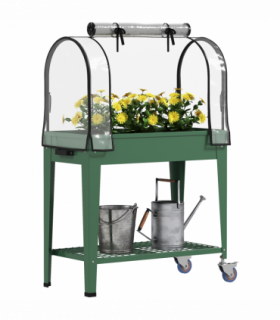 Outsunny Mobile Raised Garden Bed with Greenhouse Cover, Green