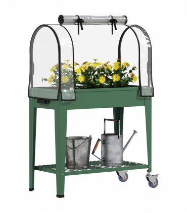 Outsunny Mobile Raised Garden Bed with Greenhouse Cover, Green