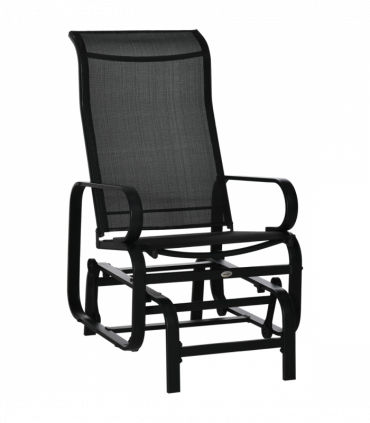 Outsunny Outdoor Gliding Rocking Chair w/ Metal Frame for Patio, Garden, Black