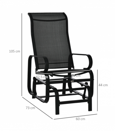 Outsunny Outdoor Gliding Rocking Chair w/ Metal Frame for Patio, Garden, Black