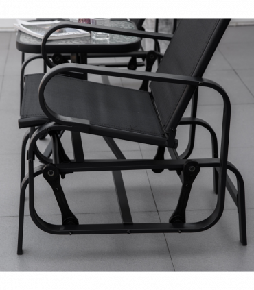 Outsunny Outdoor Gliding Rocking Chair w/ Metal Frame for Patio, Garden, Black