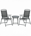 Outsunny Patio Bistro Set Folding Chairs & Coffee Table for Balcony, Dark Grey