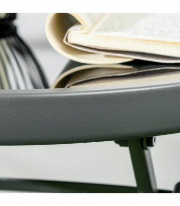 Outsunny Patio Bistro Set Folding Chairs & Coffee Table for Balcony, Dark Grey