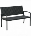 Outsunny Patio Rattan 2 Seater Garden Bench Love Seater Garden Armchair Black