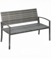 Outsunny Patio Rattan 2 Seater Garden Bench Love Seater Garden Armchair Grey