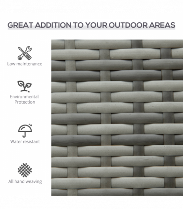 Outsunny Patio Rattan 2 Seater Garden Bench Love Seater Garden Armchair Grey