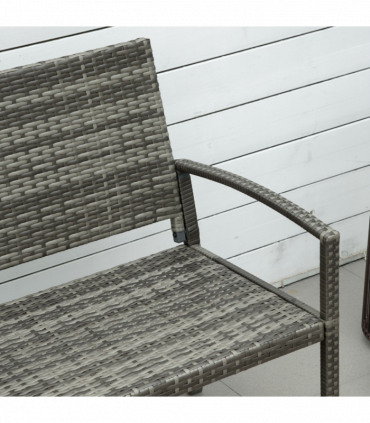 Outsunny Patio Rattan 2 Seater Garden Bench Love Seater Garden Armchair Grey