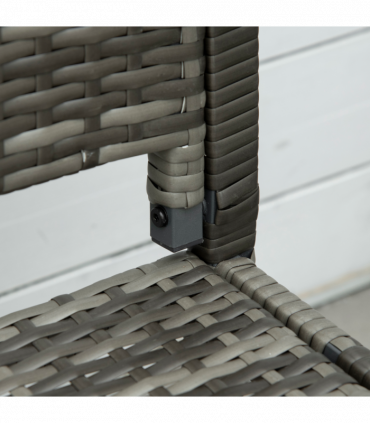 Outsunny Patio Rattan 2 Seater Garden Bench Love Seater Garden Armchair Grey