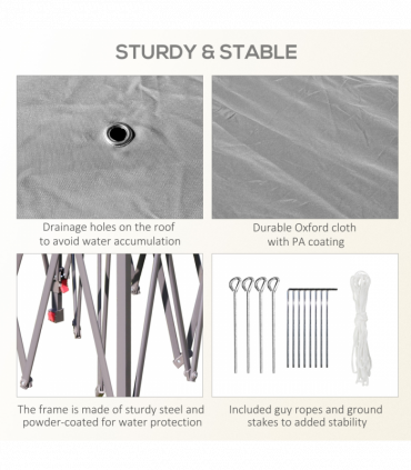 Outsunny Pop Up Gazebo Height Adjustable Canopy Tent w/ Carrying Bag, Dark Grey