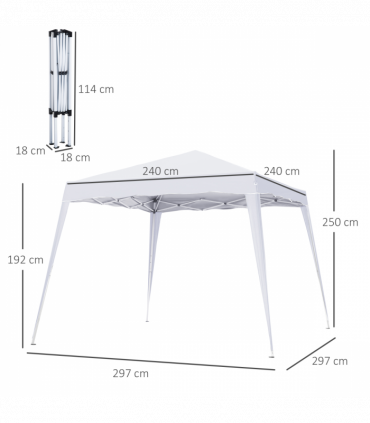 Outsunny Pop-Up  Tent,  3Lx3Wx2.4H m-White