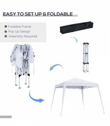Outsunny Pop-Up  Tent,  3Lx3Wx2.4H m-White