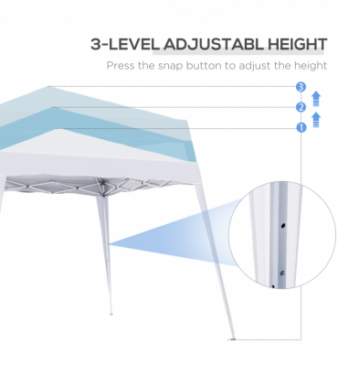 Outsunny Pop-Up  Tent,  3Lx3Wx2.4H m-White