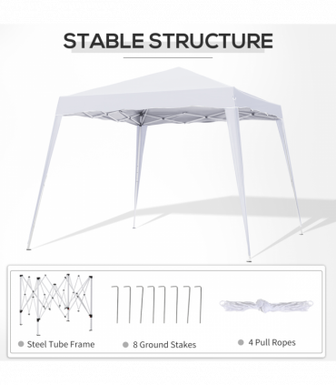Outsunny Pop-Up  Tent,  3Lx3Wx2.4H m-White