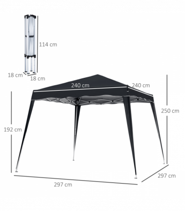 Outsunny Pop-Up Tent,  3Lx3Wx2.4H m-Black