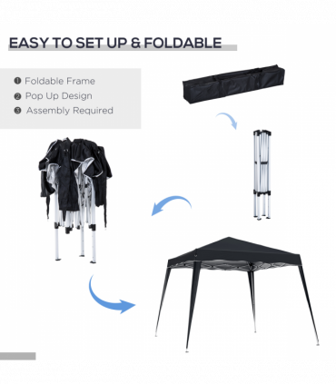 Outsunny Pop-Up Tent,  3Lx3Wx2.4H m-Black