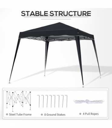 Outsunny Pop-Up Tent,  3Lx3Wx2.4H m-Black