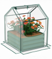 Outsunny Raised Garden Bed Planter Box with Greenhouse, Clear and Green