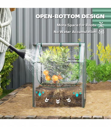 Outsunny Raised Garden Bed Planter Box with Greenhouse, Clear and Green