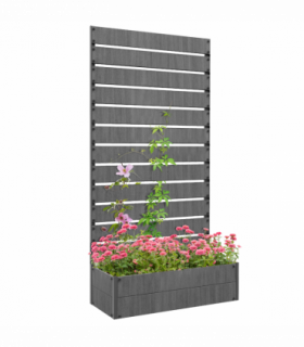 Outsunny Raised Garden Bed with Trellis Standing Patio Planter Box Dark Grey