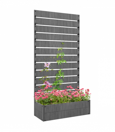 Outsunny Raised Garden Bed with Trellis Standing Patio Planter Box Dark Grey