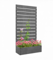 Outsunny Raised Garden Bed with Trellis Standing Patio Planter Box Dark Grey