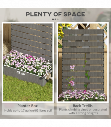 Outsunny Raised Garden Bed with Trellis Standing Patio Planter Box Dark Grey