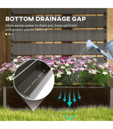 Outsunny Raised Garden Bed with Trellis Standing Patio Planter Box Dark Grey